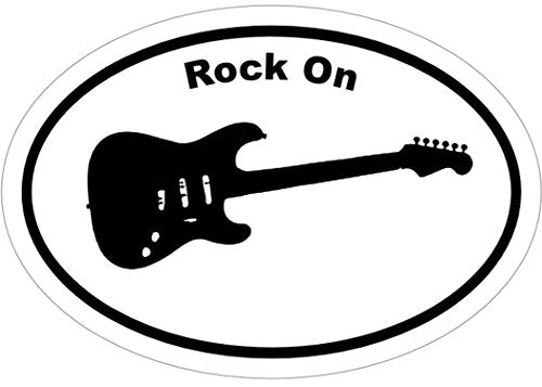 WickedGoodz Oval Rock On Guitar Vinyl Decal - Music Bumper Sticker - Perfect Music Lover Gift-WickedGoodz