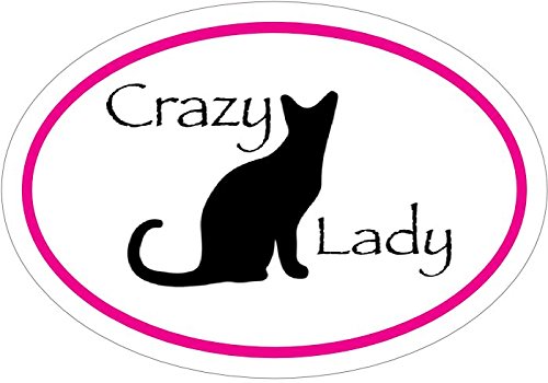 WickedGoodz Oval Vinyl Crazy Cat Lady Decal - Cat Bumper Sticker - Perfect Mom Gift-WickedGoodz