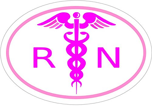 WickedGoodz Oval Pink RN Caduceus Nurse Vinyl Decal - Nursing Bumper Sticker - Perfect Nurses Graduation Pinning Gift-WickedGoodz