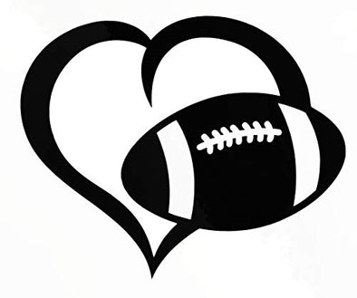 Custom Vinyl Heart Football Decal - Pigskin Bumper Sticker, for Tumblers, Laptops, Car Windows - Personalized Football Gift-WickedGoodz