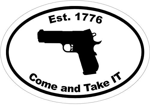 WickedGoodz Oval Vinyl Est. 1776 1911 Decal - 45 Cal Bumper Sticker - Perfect Gun Gift-WickedGoodz