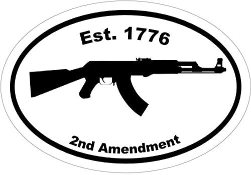 Oval Ak47 Vinyl Decal, Est. 1776 2nd Amendment Vinyl Sticker, Gun Gift-WickedGoodz