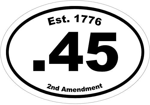 WickedGoodz Oval Vinyl Est 1776 45 Gun Decal, Pistol Bumper Sticker, 2nd Amendment Gift-WickedGoodz
