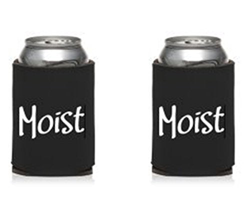 WickedGoodz Set of Two Black Moist Can Cooler - Funny Insulated Beer Can Sleeves - Moist with Definition Collapsible Can Sleeve - 12 oz Beer Can Cooler - Can Hugger - Wedding Gift - Made in the USA-WickedGoodz