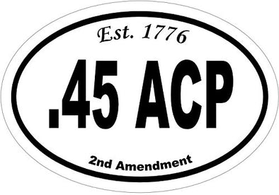 WickedGoodz Oval Vinyl 1776 45 ACP Decal - 2nd Amendment Bumper Sticker - Perfect-WickedGoodz