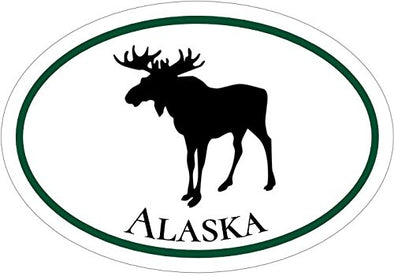 WickedGoodz Oval Alaska Moose Vinyl Decal - Alaska Bumper Sticker - Perfect for Vacation Souvenir Outdoors Gift-WickedGoodz