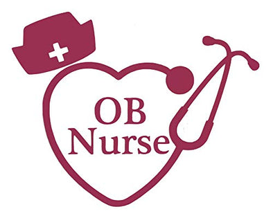 Custom OB Nurse Stethoscope Vinyl Decal - Nursing Student Bumper Sticker, for Tumblers, Laptops, Car Windows - Nursing Hat Sticker - Pick Size and Color-WickedGoodz