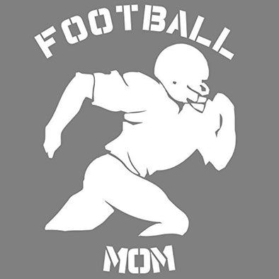 WickedGoodz White Vinyl Football Mom Running Ball Decal Transfer - Sports Bumper Sticker - Perfect Football Mother Gift-WickedGoodz