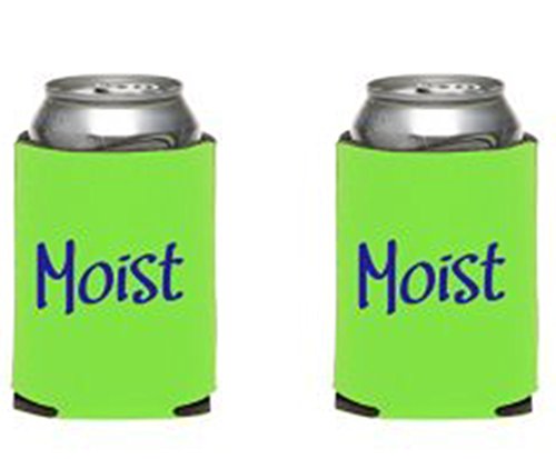 Set of 2 Green Moist Can Coolers - Funny Insulated Beer Can Sleeves - Moist with Definition Collapsible Can Sleeve - 12 oz Beer Can Cozy - Beer Hugger - Wedding Gift - Made in the USA-WickedGoodz