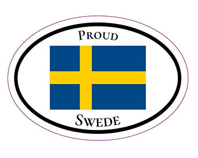 WickedGoodz Oval Proud Swede Vinyl Decal - Swedish Flag Bumper Sticker - Perfect Sweden Gift-WickedGoodz