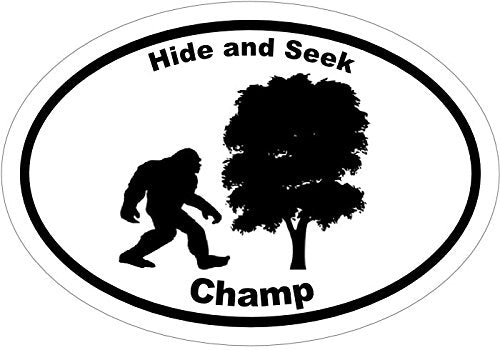 WickedGoodz Oval Hide and Seek Champ Bigfoot Vinyl Decal - Sasquatch Bumper Sticker - Perfect Big Foot Sasquatch Funny Gift-WickedGoodz