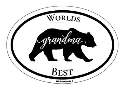 WickedGoodz Black Oval Vinyl Worlds Best Grandma Bear Decal - Mama Beara Bumper Sticker - Great Grammy Meme Grandmother Gift-WickedGoodz