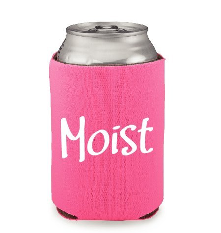 Pink Moist Can Cooler - Funny Insulated Beer Can Cooler - Moist with Definition Collapsible Can Sleeve - 12 oz Beer Can Foam Hugger - Beer Sleeve - Wedding Gift - Made in the USA-WickedGoodz