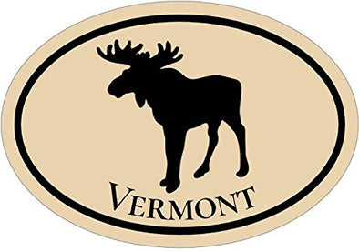 WickedGoodz Oval Vinyl Tan Vermont Moose Decal - VT Bumper Sticker - Perfect Vacation Souvenir Gift-WickedGoodz