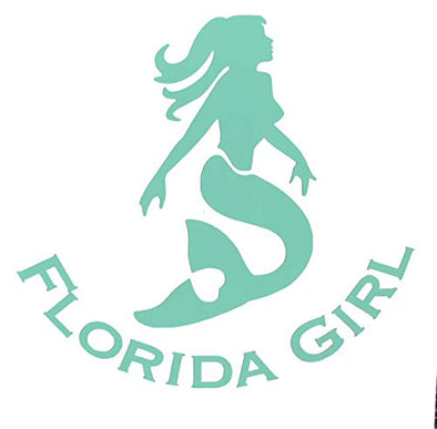 Custom Sea Nymph Florida Girl Vinyl Decal - Mermaid Beach Bumper Sticker, for Tumblers, Laptops, Car Windows - Personalized FLA Gift-WickedGoodz