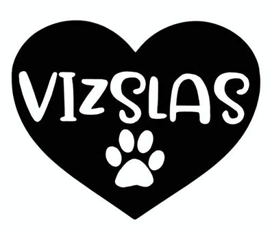 Custom Vizslas Heart Vinyl Decal - Dog Breed Bumper Sticker, for Laptops or Car Windows - Paw Print Transfer-WickedGoodz