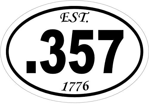 Oval Vinyl 357 Est 1776 Gun Decal - Patriotic Bumper Sticker - 2nd Amendment Gift-WickedGoodz