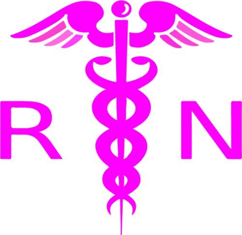 WickedGoodz Pink Caduceus RN Nurse Vinyl Decal Transfer - Nursing Bumper Sticker - Perfect Rn LPN CNA Gift-WickedGoodz