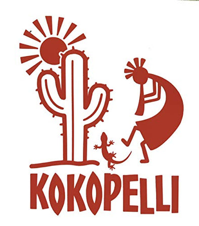 Custom Kokopelli Decal - Lizard Cactus Southwestern Bumper Sticker, for Tumblers, Laptops, Car Windows, Tribal Art Design, Pick Your Size and Color-WickedGoodz