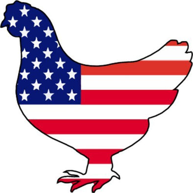 WickedGoodz American Flag Chicken Vinyl Decal - Patriotic Hen Bumper Sticker - Perfect Rooster Owner Gift-WickedGoodz