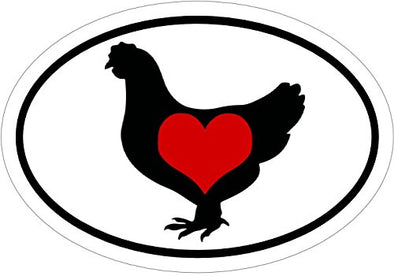 Oval Vinyl Heart Chicken Decal - Chicken Lady Bumper Sticker - Perfect Poultry Owners Gift-WickedGoodz