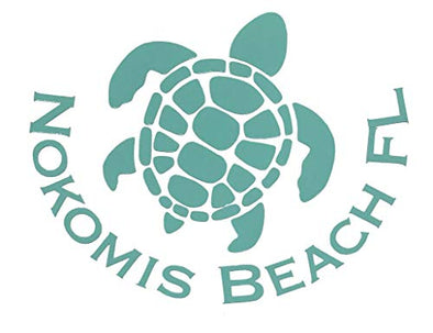 Custom Vinyl Nokomis Beach Florida Decal, Turtle Bumper Sticker, for Tumblers, Laptops, Car Windows - Choose Color and Size-WickedGoodz