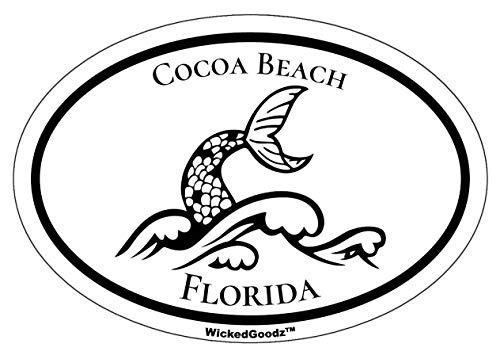 WickedGoodz Oval Cocoa Beach Mermaid Tail Vinyl Decal - Mermaid Bumper Sticker - Florida Beach Vacation Souvenir Gift-WickedGoodz
