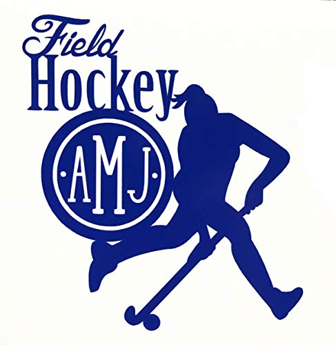 Personalized Monogram Field Hockey Decal - Custom Initial Sticker, for Tumblers, Laptops, Car Windows - Girls Field Hockey Monogrammed Design-WickedGoodz