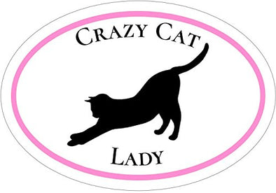 WickedGoodz Oval Crazy Cat Lady Vinyl Decal - Cat Bumper Sticker - Perfect Feline Lover Gift-WickedGoodz