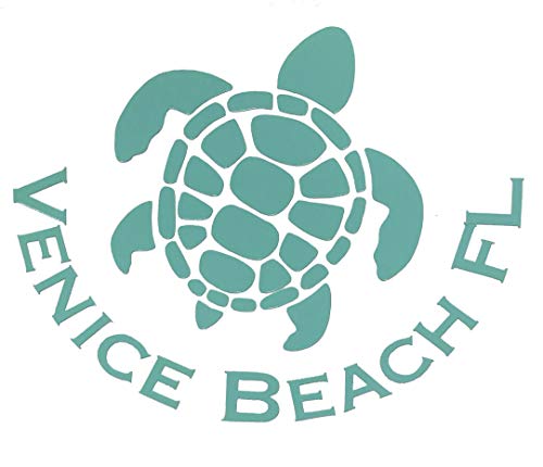 Custom Vinyl Venice Beach Florida Decal, Turtle Bumper Sticker, for Tumblers, Laptops, Car Windows - Choose Color and Size-WickedGoodz