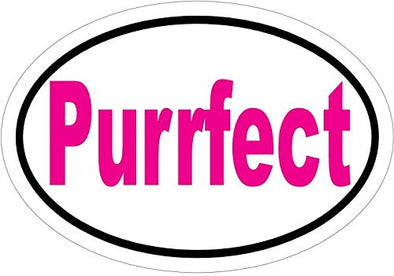 WickedGoodz Oval Pink Purrfect Cat Vinyl Decal - Cat Bumper Sticker - Perfect Feline Mom Gift-WickedGoodz