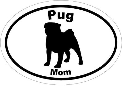 WickedGoodz Oval Vinyl Pug Mom Decal, Dog Bumper Sticker, Pet Owner Gift-WickedGoodz