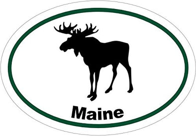 WickedGoodz Oval Maine Moose Vinyl Decal - ME Bumper Sticker - Perfect Maine Vacationer Gift-WickedGoodz