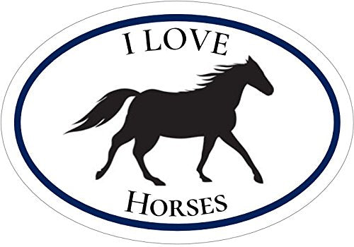 WickedGoodz Oval I Love Horses Vinyl Decal - Equestrian Bumper Sticker - Perfect Horseback Riding Gift-WickedGoodz