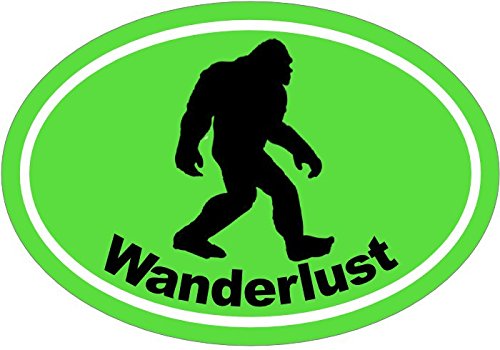 WickedGoodz Oval Vinyl Green Wanderlust Bigfoot Decal - Sasquatch Bumper Sticker - Perfect Hiker or Explorer Gift-WickedGoodz