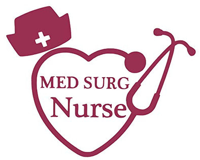Custom Med Surg Nurse Stethoscope Vinyl Decal - Nursing Student Bumper Sticker, for Tumblers, Laptops, Car Windows - Nursing Hat Sticker - Pick Size and Color-WickedGoodz
