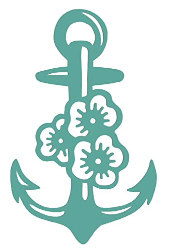 Custom Vinyl Hibiscus Boat Anchor Decal, Nautical Love Bumper Sticker, for Tumblers, Laptops, Car Windows-WickedGoodz