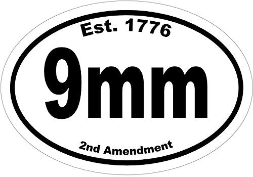 Oval Vinyl Est.1776 9mm Decal, 2nd Amendment Bumper Sticker, Gun Gift-WickedGoodz