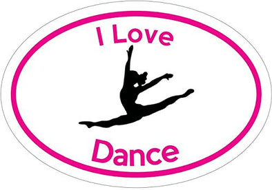 WickedGoodz Oval Pink I Love Dance Vinyl Decal - Dance Bumper Sticker - Perfect Dancing Mother Instructor Gift-WickedGoodz