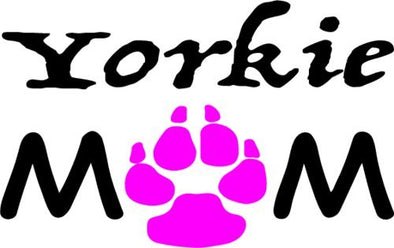 WickedGoodz Pink Paw Yorkie Mom Vinyl Decal - Yorkshire Terrier Bumper Sticker - Perfect Dog Pet Owner Gift-WickedGoodz