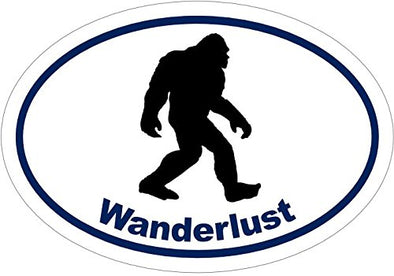 WickedGoodz Oval Vinyl Wanderlust Bigfoot Decal - Sasquatch Bumper Sticker - Perfect Outdoors Gift-WickedGoodz