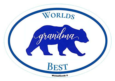 WickedGoodz Oval Vinyl Worlds Best Grandma Bear Decal - Mama Bear Bumper Sticker - Great Grammy Meme Grandmother Gift-WickedGoodz