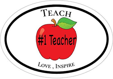 WickedGoodz Oval Teach Love Inspire Teacher Vinyl Decal-WickedGoodz
