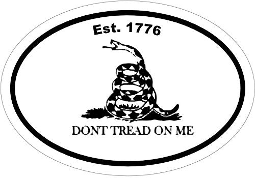 Oval Vinyl Est.1776 Dont Tread On Me Decal, Gadsden Bumper Sticker-WickedGoodz
