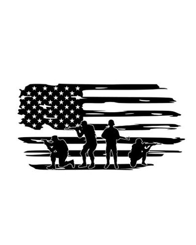 Custom Vinyl Distressed American Flag Veteran Decal Style 3 - Soldier Bumper Sticker, for Tumblers, Laptops, Car Windows - Patriotic Military Gift-WickedGoodz