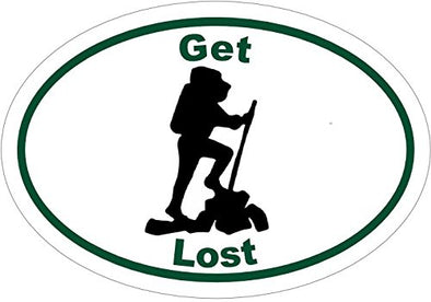 WickedGoodz Oval Vinyl Get Lost Hiking Decal - Mountain Bumper Sticker - Perfect Outdoor Lover Gift-WickedGoodz