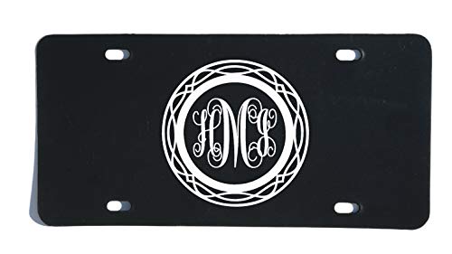 Personalized Monogram Vanity Plate, Circle Script Letter Design Style 2-WickedGoodz