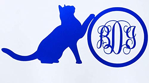 Monogram Cat Vinyl Decal Initial Sticker-WickedGoodz