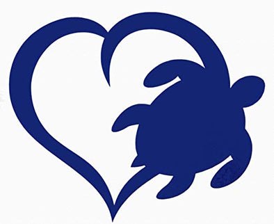 Custom Sea Turtle Heart Vinyl Decal - Beach Bumper Sticker, For Laptops, Cooler or Car Windows, Turtle Sticker-WickedGoodz