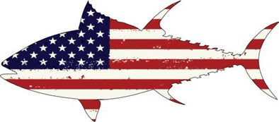 WickedGoodz American Flag Tuna Vinyl Window Decal - Fishing Bumper Sticker - Perfect Ocean Beach Gift-WickedGoodz